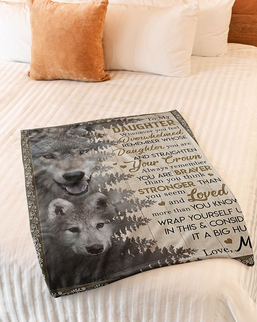 Wolf Big Hug Mom To Daughter Flannel Blanket For Soft Bed Couch And Home Comfort