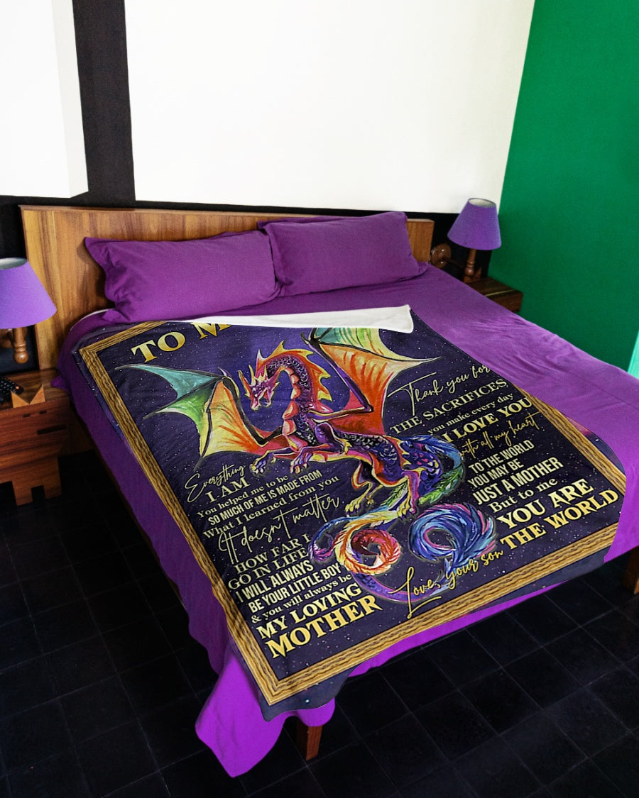 Dragon To My Mom Dragon Thank You Flannel Blanket For Bed Sofa And Reading Nook Decor