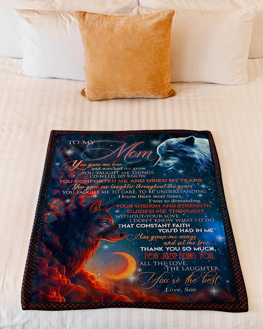 Wolf To My Mom Flannel Blanket For Relaxing At Home And Travel