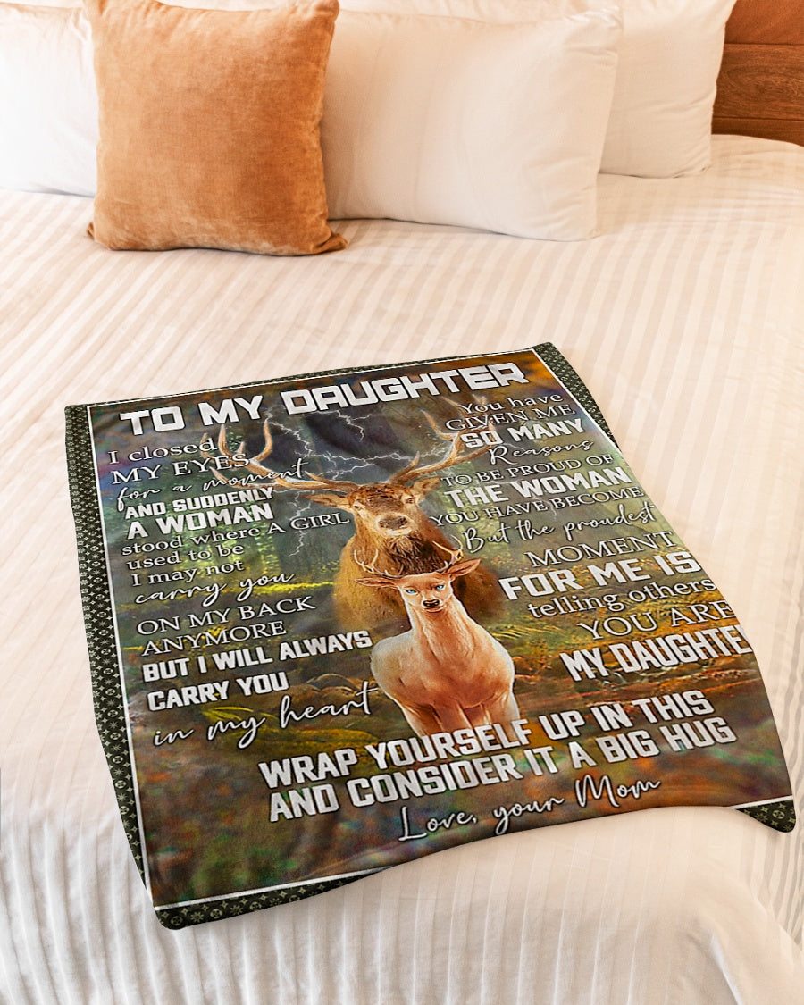 Deer Consider Big Hug Daughter Gift Flannel Blanket For Soft Bed Couch And Home Comfort