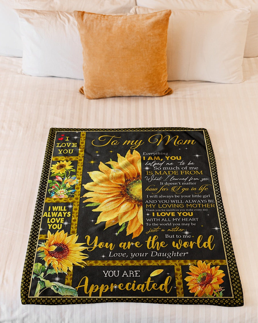 Sunflower To My Mom Flannel Blanket For Relaxing At Home And Travel