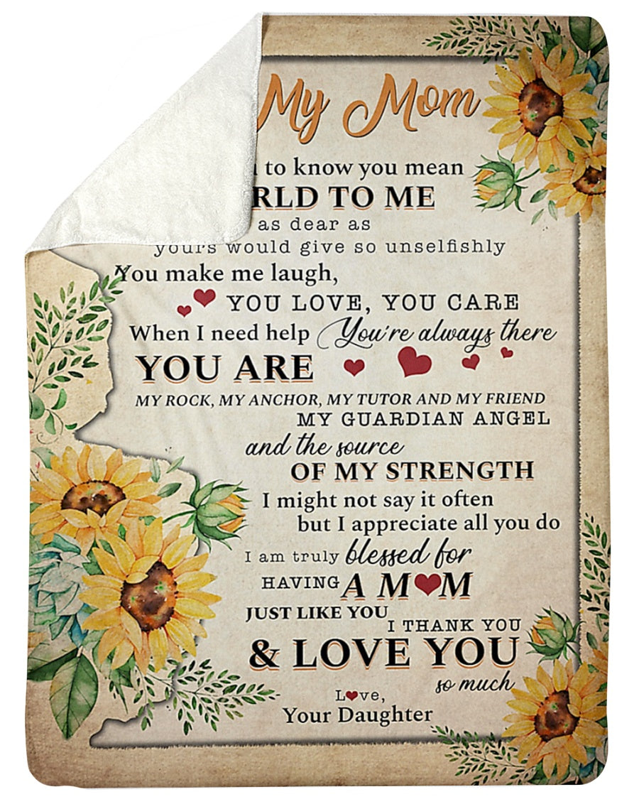 Sunflower To My Mom My Guardian Angel Flannel Blanket For Soft Bed Couch And Home Comfort