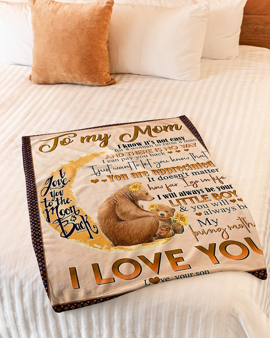 Bear My Loving Mother From Son Flannel Blanket For Soft Bed Couch And Home Comfort