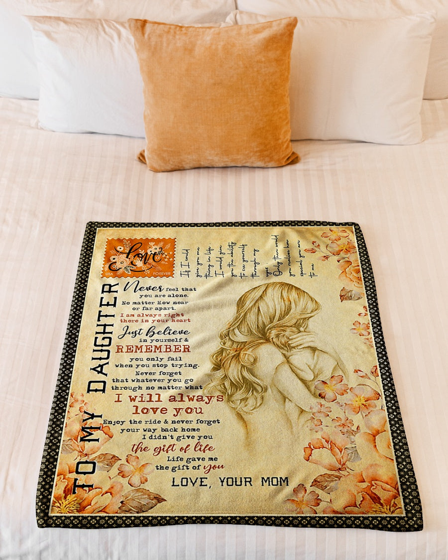 Family Mom Will Always Love You Daughter Gift Flannel Blanket For Relaxing At Home And Travel