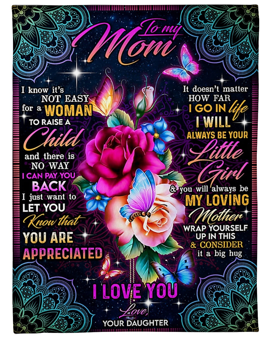 Rose I Love You With All My Heart My Loving Mother Flannel Blanket For Bed Sofa And Reading Nook Decor
