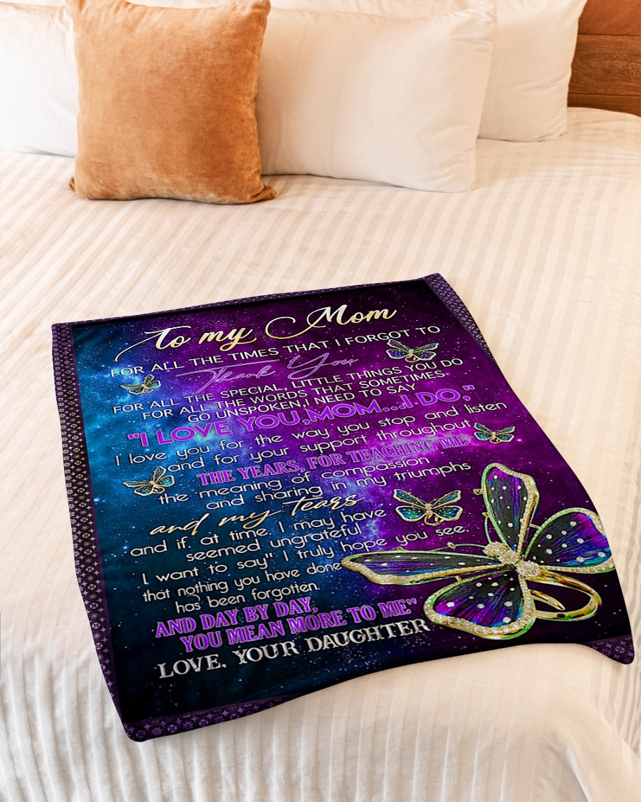 Butterfly To My Mom I Love You For All The Time Flannel Blanket For Soft Bed Couch And Home Comfort
