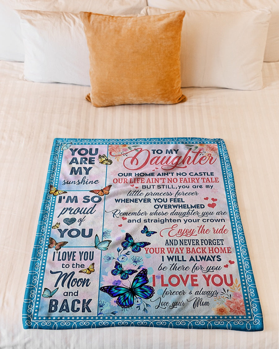 Butterfly Warm Sunshine Love Comforting Home Message Daughter Gift Flannel Blanket For Relaxing At Home And Travel