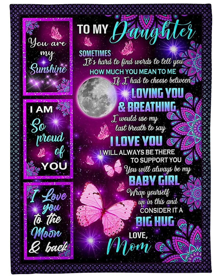 Butterfly I Love You Daughter Gift Flannel Blanket For Cozy Home Lounging And Gifting