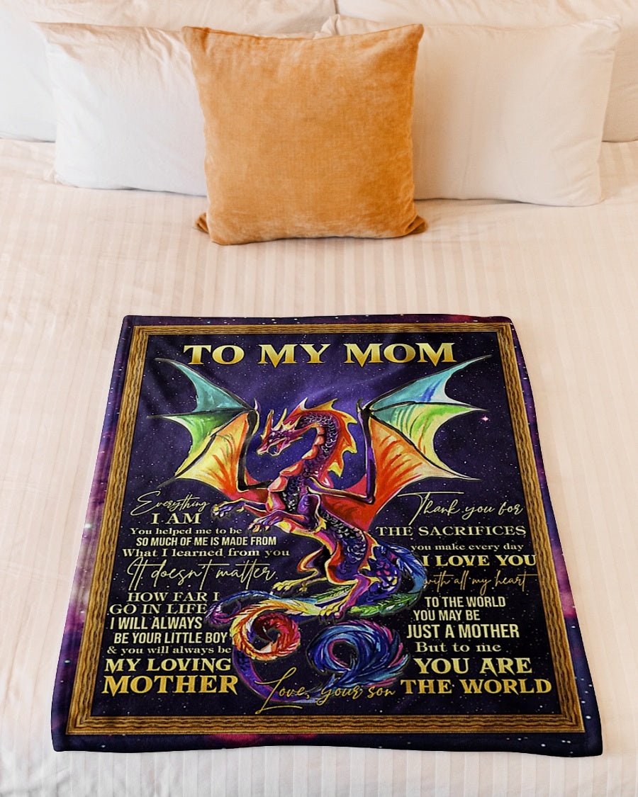 Dragon To My Mom Dragon Thank You Flannel Blanket For Relaxing At Home And Travel
