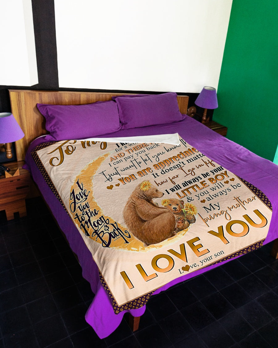 Bear My Loving Mother From Son Flannel Blanket For Cozy Home Lounging And Gifting