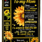 Sunflower Inspiring Family Hero Message Mother Flannel Blanket For Bed Sofa And Reading Nook Decor