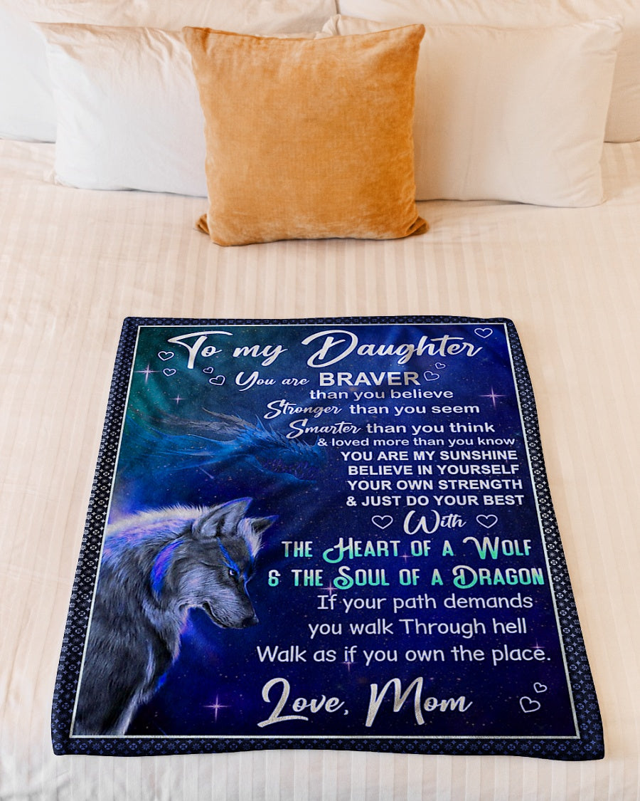 Wolf Believe In Yourself Daughter Gift Flannel Blanket For Relaxing At Home And Travel