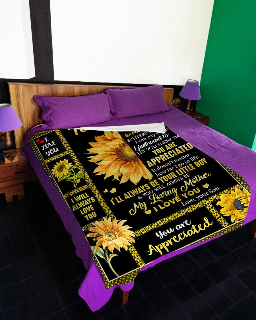 Sunflower Inspiring Family Hero Message Mother Flannel Blanket For Cozy Home Lounging And Gifting