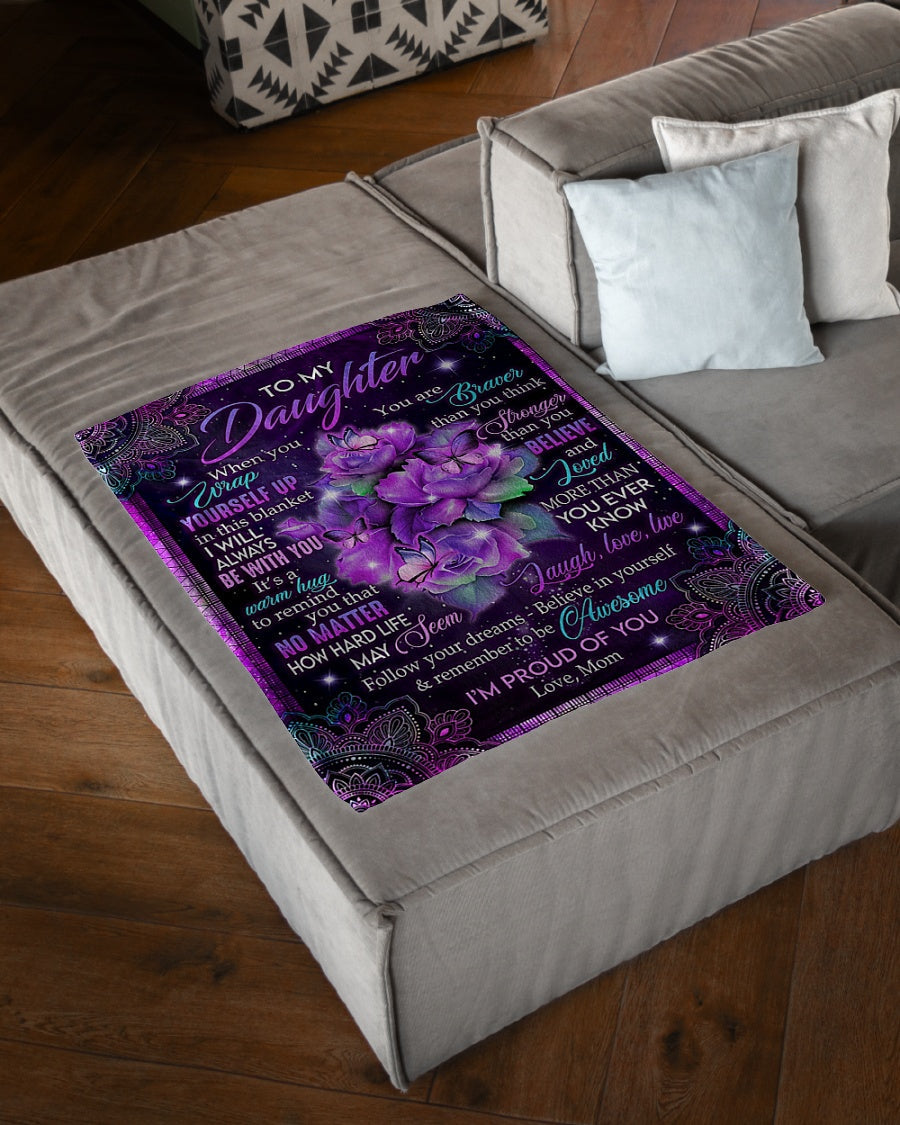 Butterfly I'm Proud Of You Daughter Gift Flannel Blanket For Living Room And Bedroom Styling