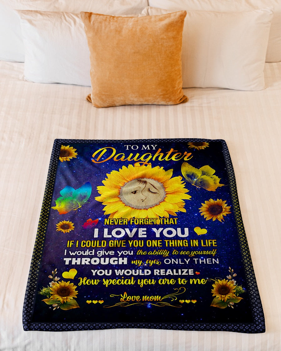 Sunflower Enduring Love Message Mom To Daughter Flannel Blanket For Relaxing At Home And Travel