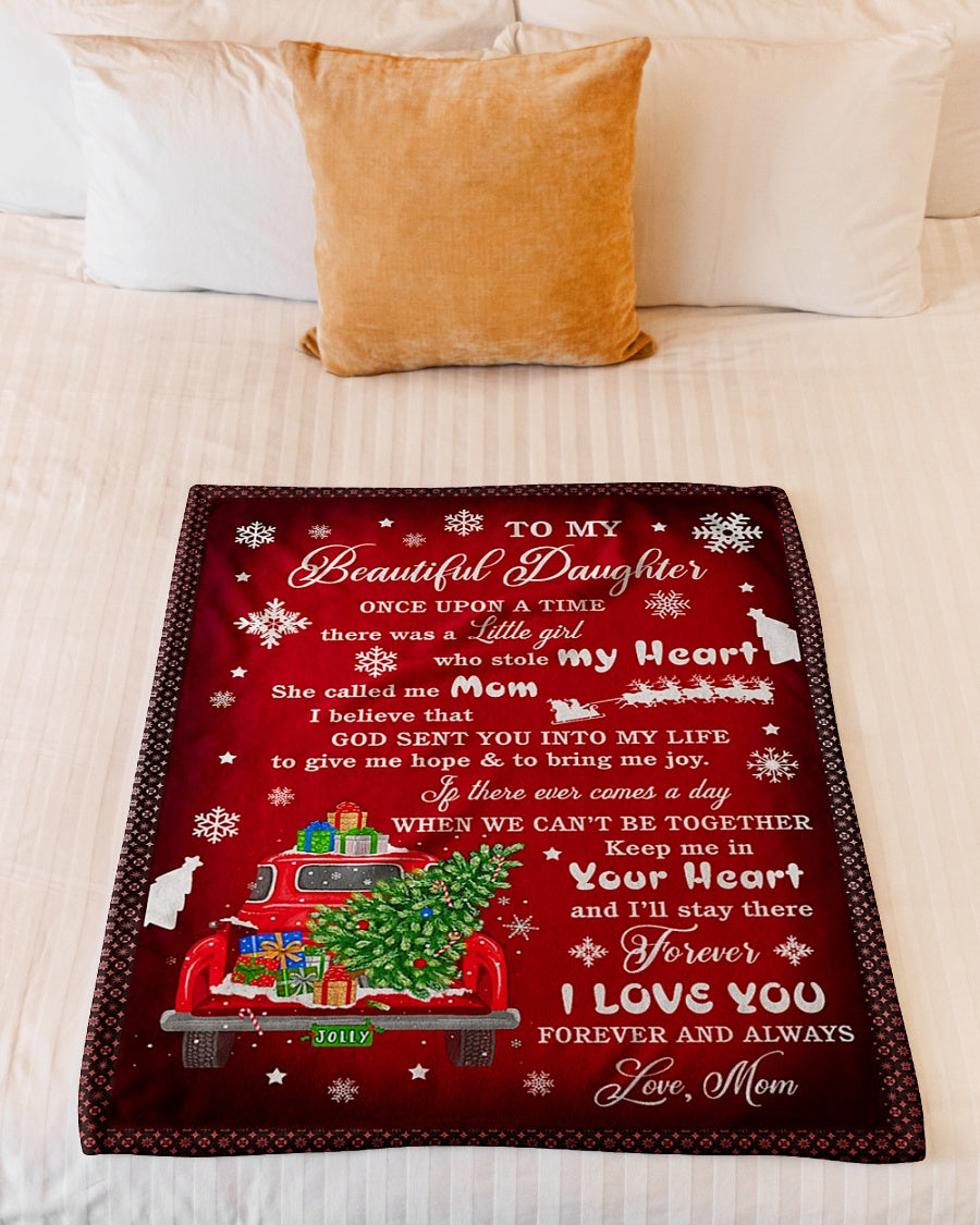 Christmas I Love You Daughter Gift Flannel Blanket For Relaxing At Home And Travel