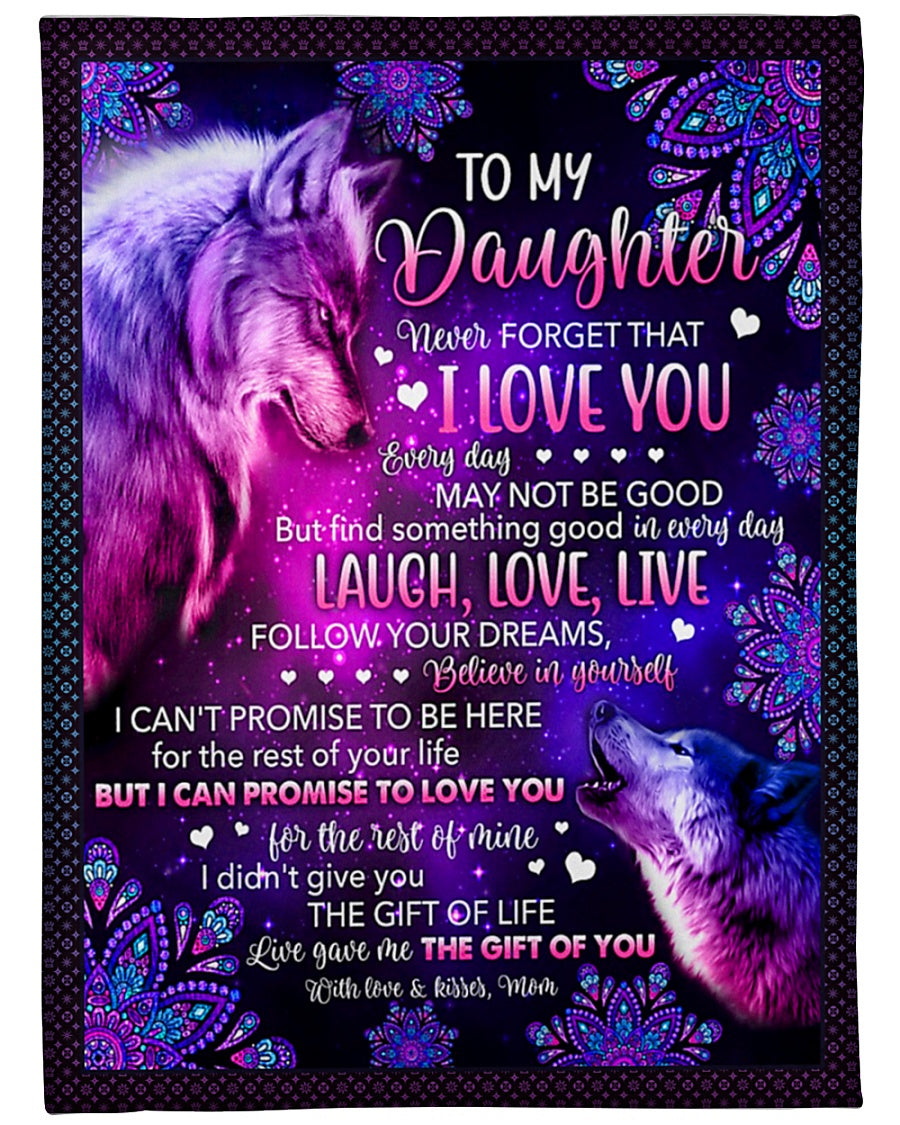 Wolf Never Forget That I Love You Mom To Daughter Flannel Blanket For Bed Sofa And Reading Nook Decor