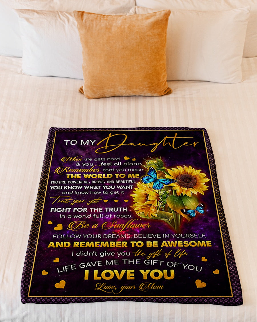 Family When Life Gets Hard You Feel Alone Mom To Daughter Flannel Blanket For Relaxing At Home And Travel