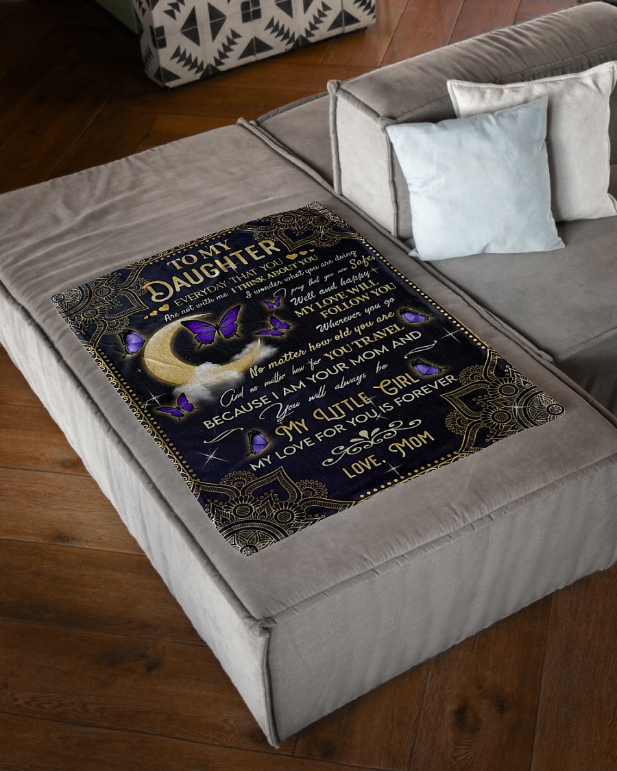 Butterfly I Think About You Daughter Gift Flannel Blanket For Living Room And Bedroom Styling