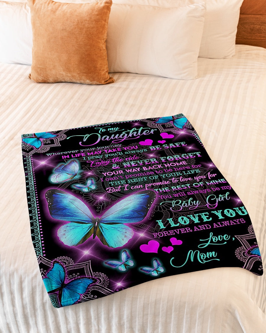 Butterfly I Love You Daughter Gift Be Safe Flannel Blanket For Soft Bed Couch And Home Comfort