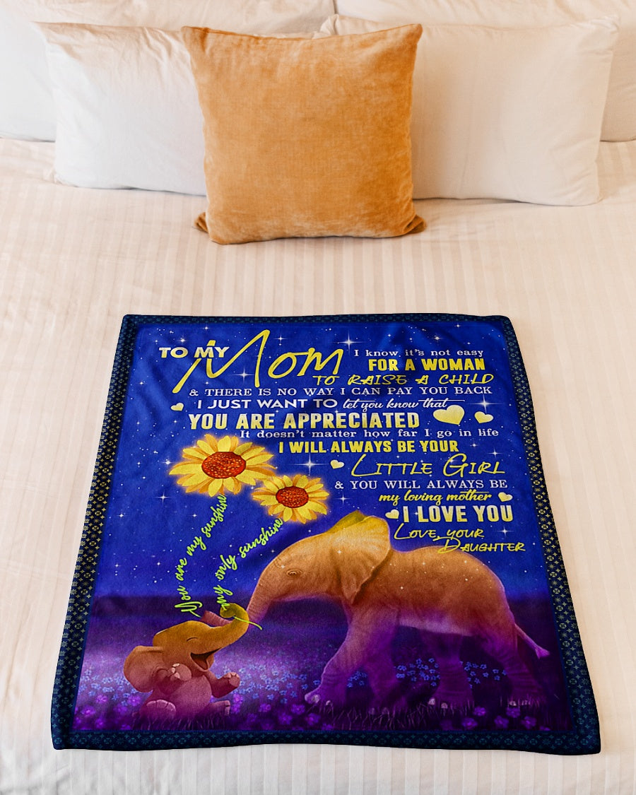 Elephant To My Mom Flannel Blanket For Relaxing At Home And Travel