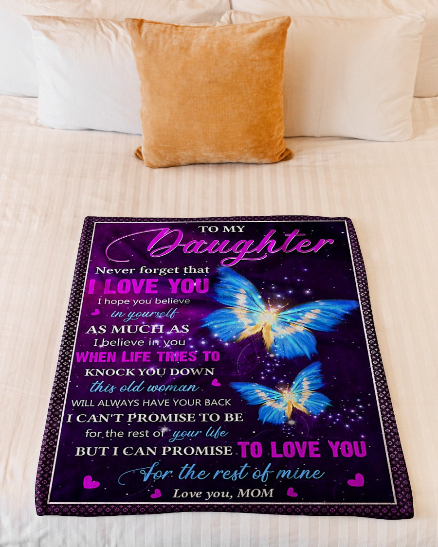 Butterfly Never Forget That I Love You Mom To Daughter Flannel Blanket For Bed Sofa And Reading Nook Decor