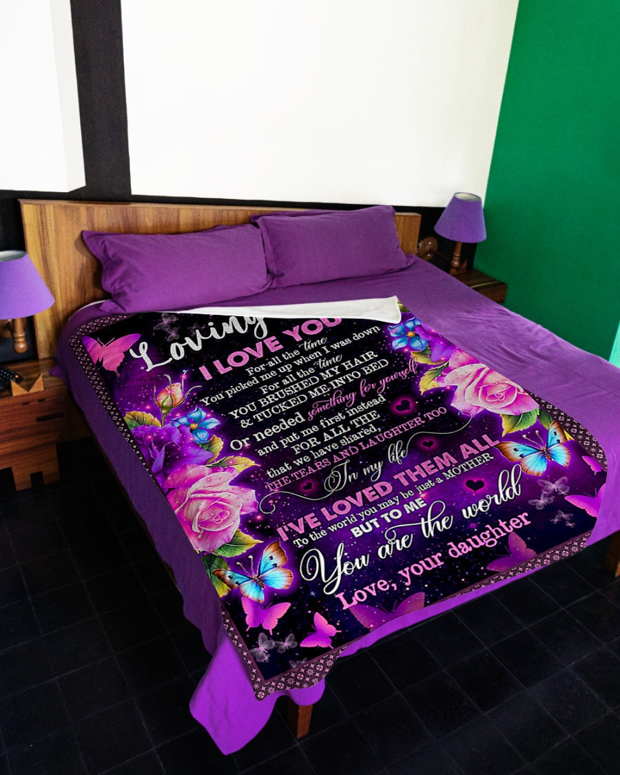 Family To My Mom You Will Always Be My Loving Mom Butterfly Rose Flannel Blanket For Cozy Home Lounging And Gifting