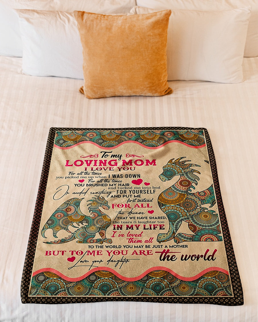Hippie To My Mom Dragon In My Life Flannel Blanket For Relaxing At Home And Travel