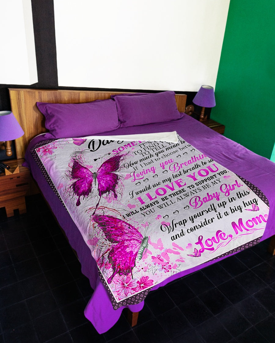 Family It's Hard To Find Words To Tell You Mom To Daughter Pink Flannel Blanket For Bed Sofa And Reading Nook Decor