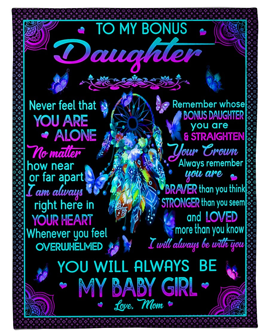 Family Never Feel That You Are Alone To Bonus Daughter Flannel Blanket For Cozy Bedroom And Sofa Decor