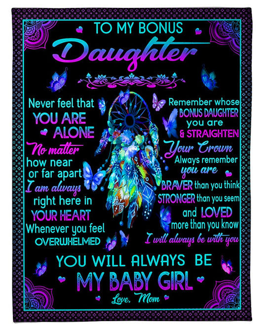 Family Never Feel That You Are Alone To Bonus Daughter Flannel Blanket For Cozy Bedroom And Sofa Decor