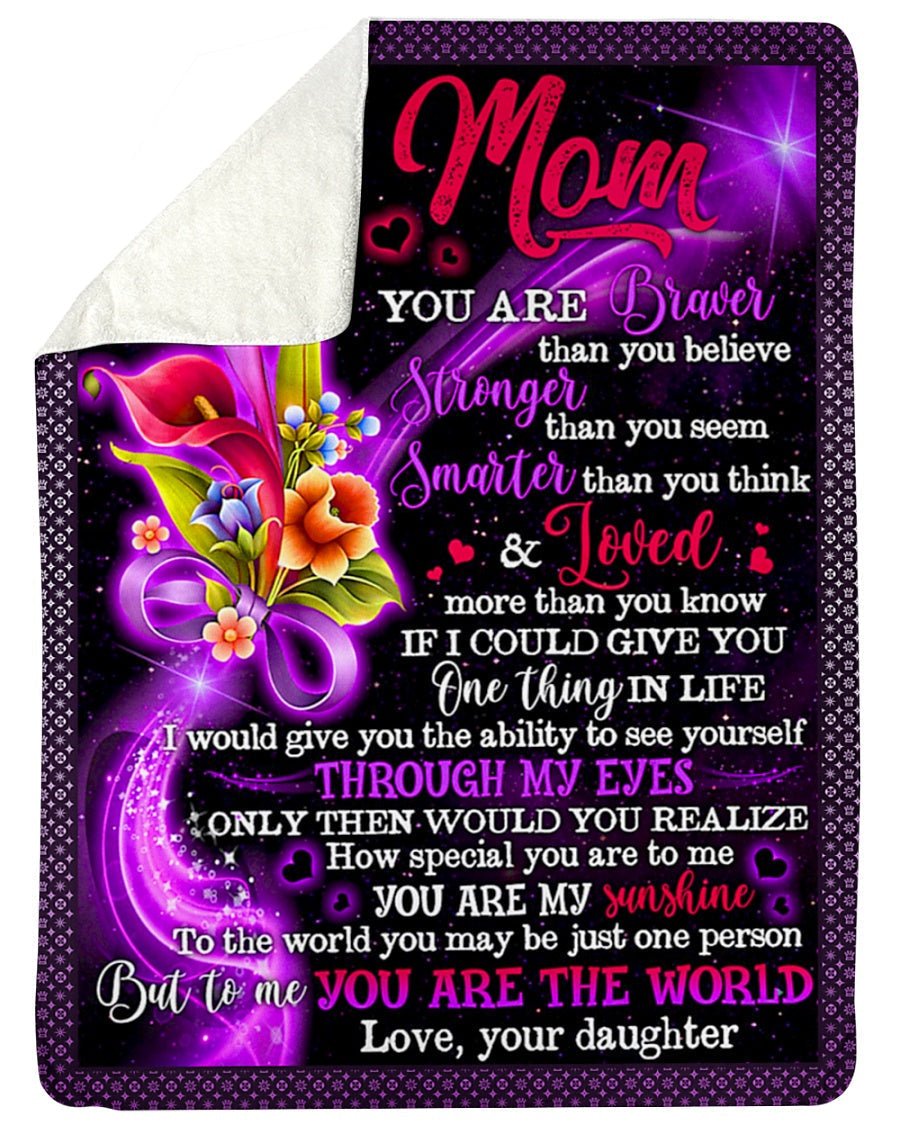 Flower To My Mom You Are The World To Me Flannel Blanket For Soft Bed Couch And Home Comfort
