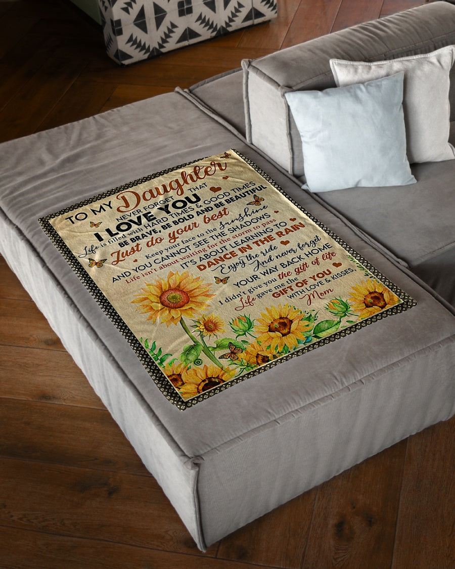 Sunflower I Love You Daughter Gift Flannel Blanket For Living Room And Bedroom Styling