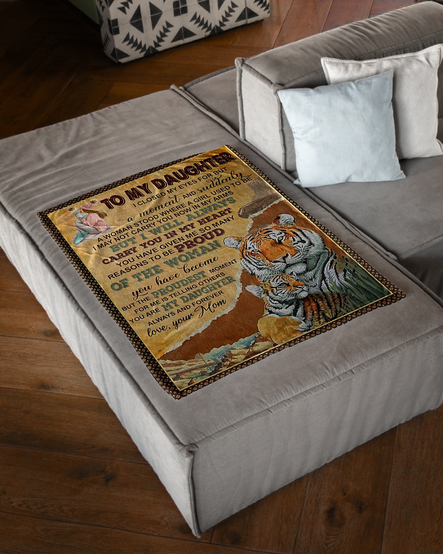 Tiger I Will Always Carry You Daughter Gift Flannel Blanket For Living Room And Bedroom Styling
