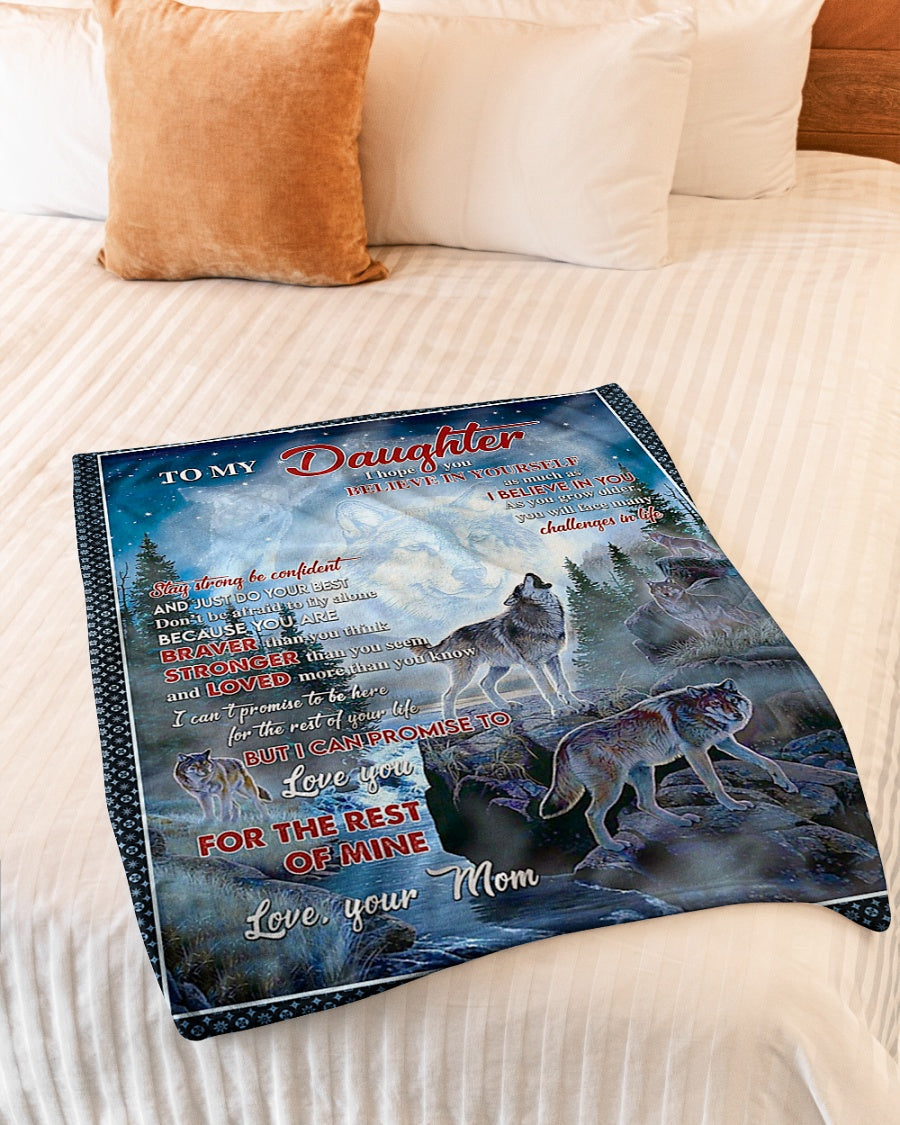 Wolf Believe In Yourself Daughter Gift Flannel Blanket For Soft Bed Couch And Home Comfort