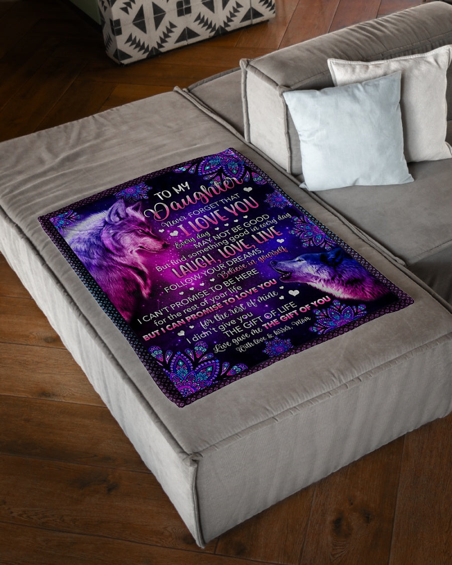 Wolf Never Forget That I Love You Mom To Daughter Flannel Blanket For Living Room And Bedroom Styling