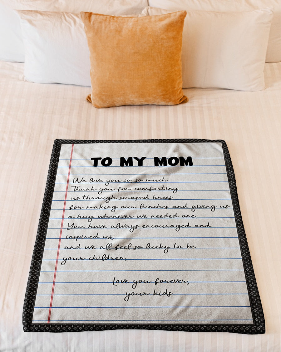 Dear Mom Letter Flannel Blanket For Relaxing At Home And Travel