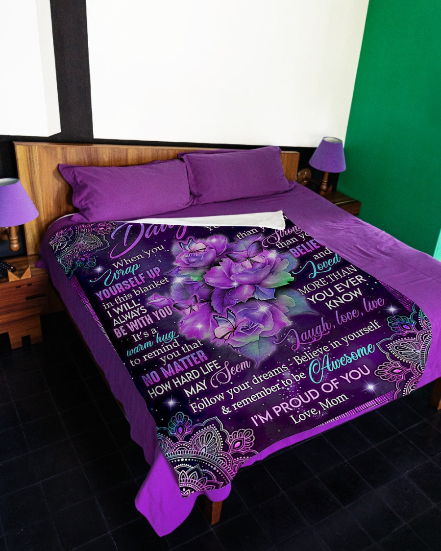Butterfly I'm Proud Of You Daughter Gift Flannel Blanket For Cozy Home Lounging And Gifting