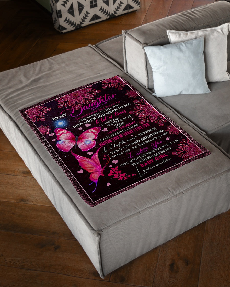 Butterfly How Much You Mean To Me Daughter Gift Flannel Blanket For Living Room And Bedroom Styling