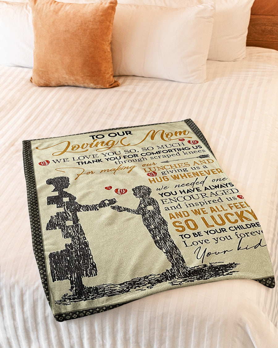 Family Love To Our Loving Mom Flannel Blanket For Soft Bed Couch And Home Comfort
