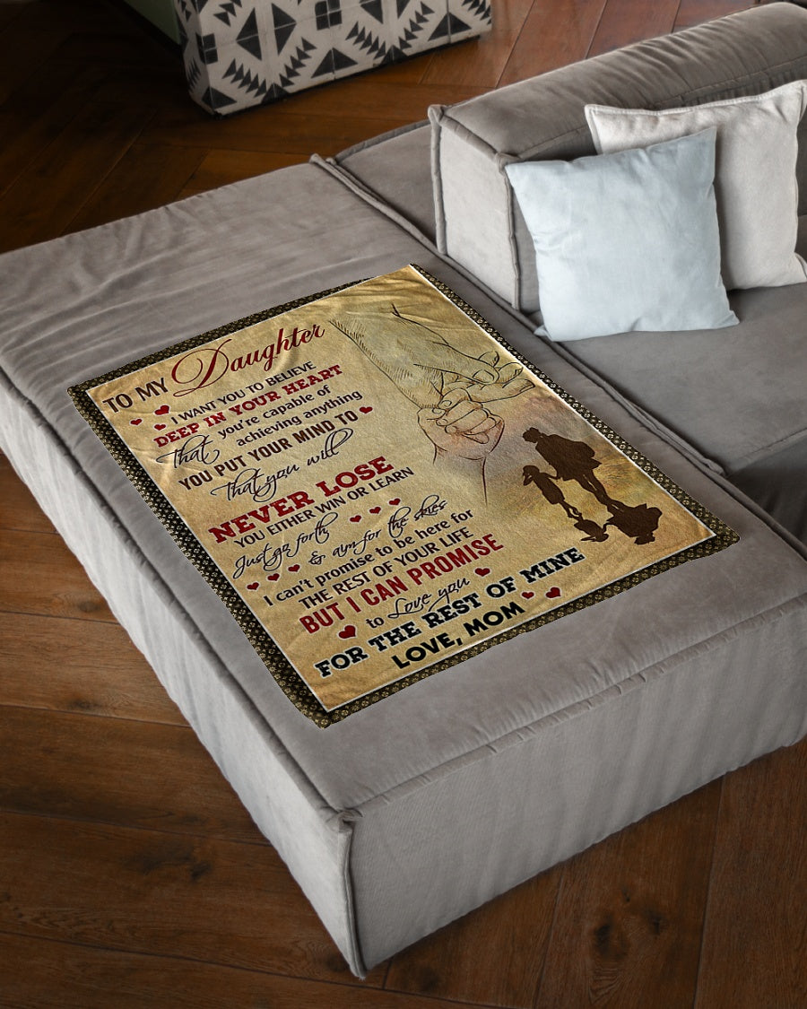 Family Deep In Your Heart Daughter Gift Flannel Blanket For Relaxing At Home And Travel