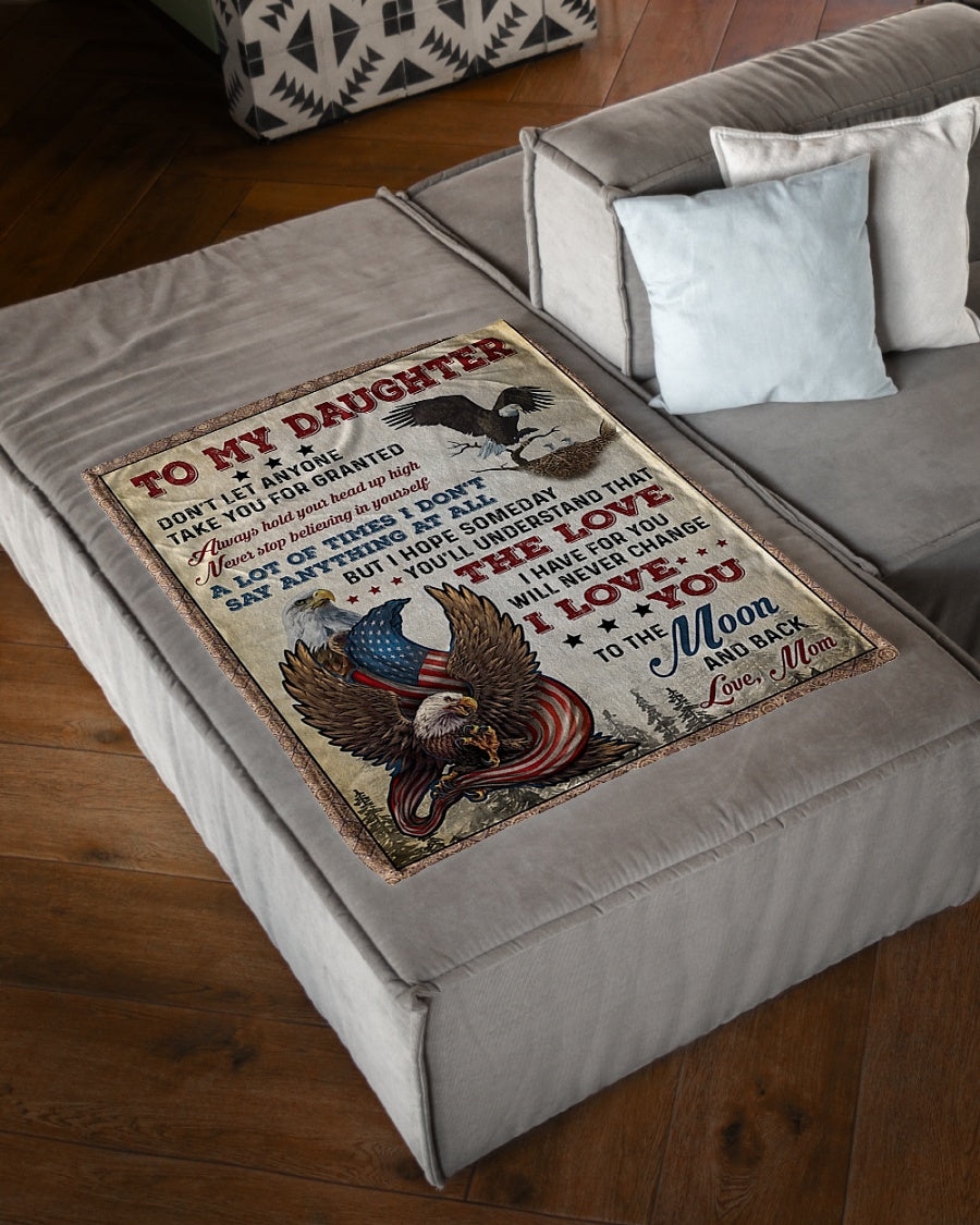 Eagle I Love You Daughter Gift Flannel Blanket For Living Room And Bedroom Styling