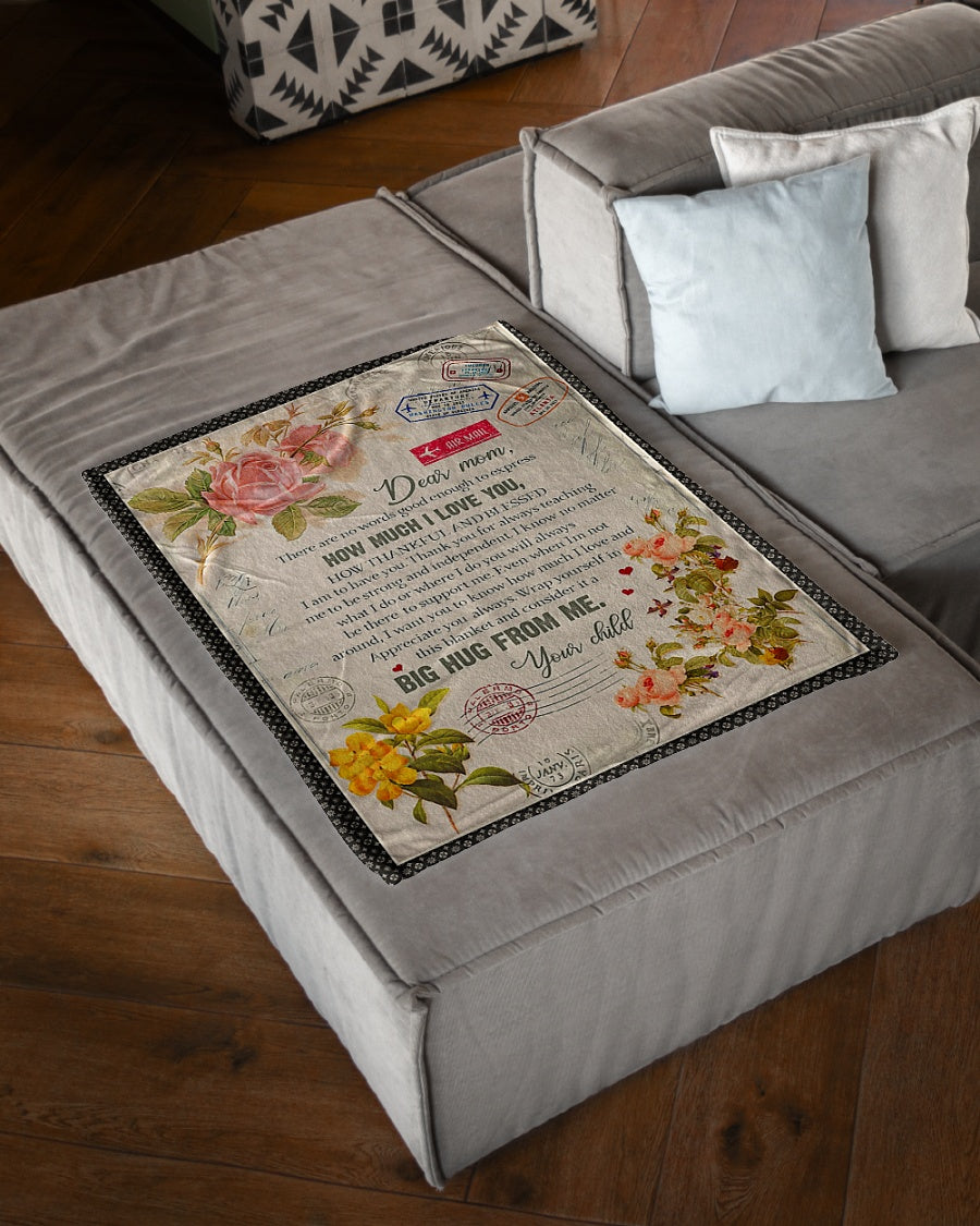 Family To My Mother For Mother Rose Letter Flannel Blanket For Living Room And Bedroom Styling