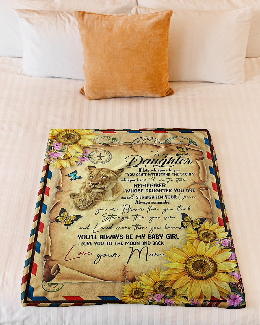 Lion I Love You Daughter Gift Flannel Blanket For Relaxing At Home And Travel