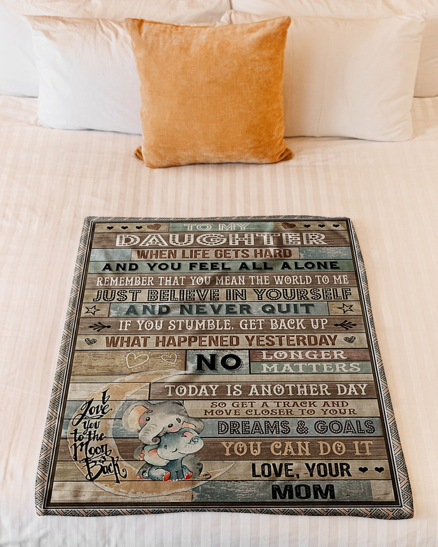 Elephant You Can Do It Daughter Gift Flannel Blanket For Relaxing At Home And Travel