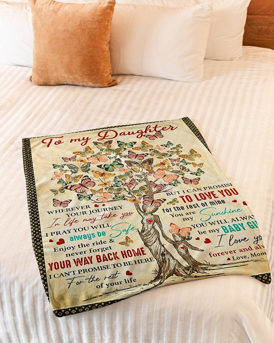Butterfly Wherever Journey Life Mom To Daughter Flannel Blanket For Soft Bed Couch And Home Comfort