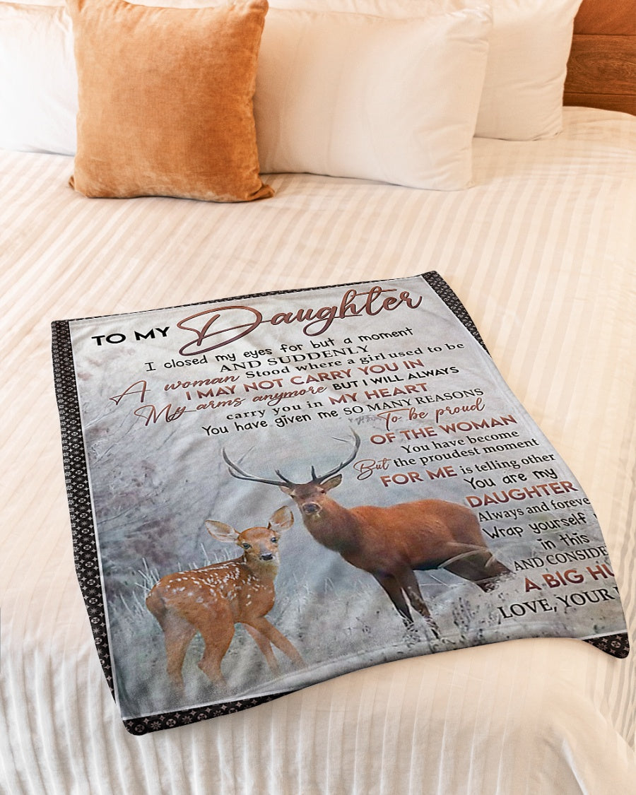 Deer My Heart Daughter Gift Flannel Blanket For Soft Bed Couch And Home Comfort