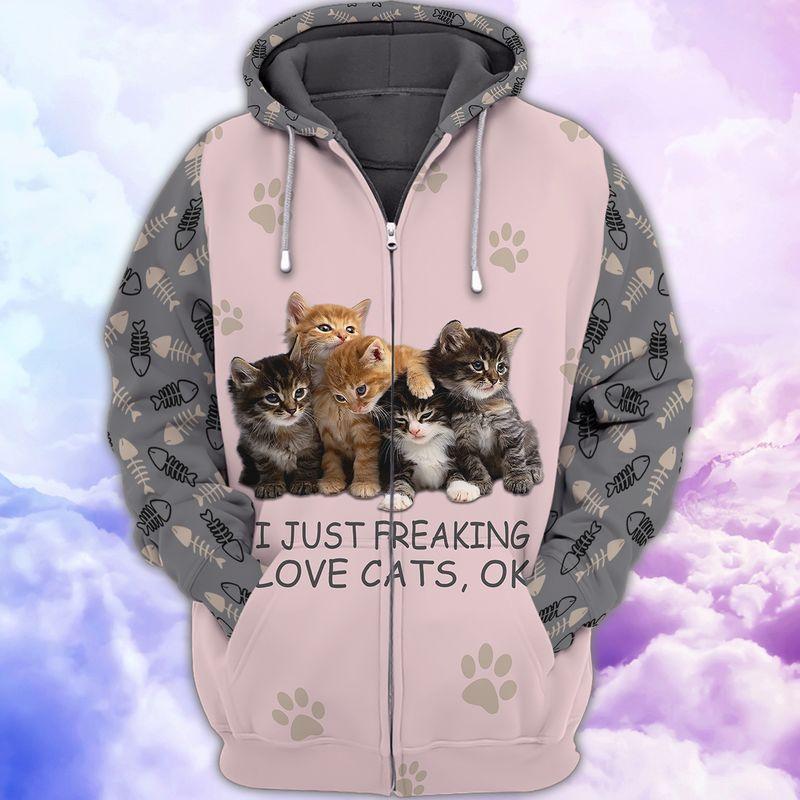 I Freaking Love Cats Quote – 3D Hoodie