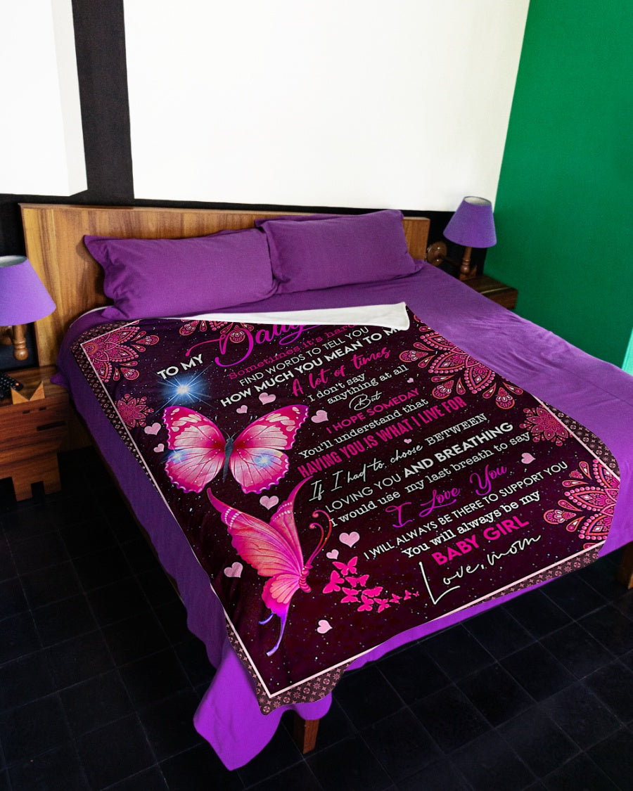 Butterfly How Much You Mean To Me Daughter Gift Flannel Blanket For Bed Sofa And Reading Nook Decor