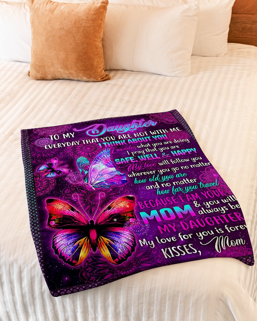 Family Love I Think About You Daughter Gift Flannel Blanket For Soft Bed Couch And Home Comfort